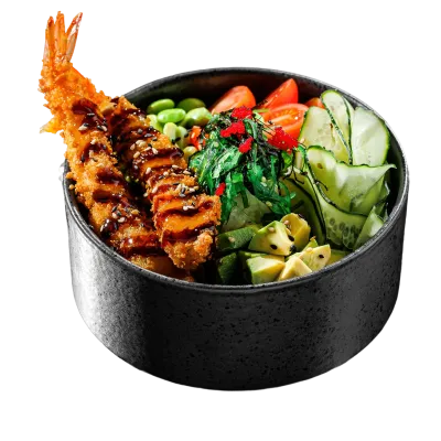 Poke cu creveți Tempura